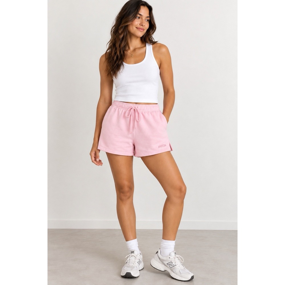 Aritzia Sweatfleece Mega Fit Pink Fleece Sweat Shorts Drawstring M